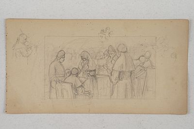 Милорадович Сергей Дмитриевич. Эскизы к картине. 1890-е. Бумага, карандаш. 13х25 см. 