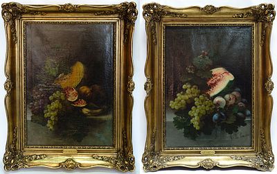 Кассеси Габриело Бартоломео. Парные натюрморты с арбузом и дыней, 1890-е. Натюрморт с дыней. 