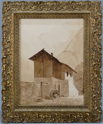 Мещерский Арсений Иванович(?). Пейзаж. Кон. XIX в. Бумага на картоне, акварель. 40х30 см. В 