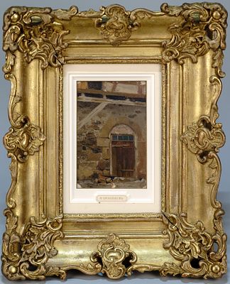 [Экспертиза] Бронников Фёдор Андреевич. Дверь старого здания. Италия. Кон. XIX в. Бумага на 