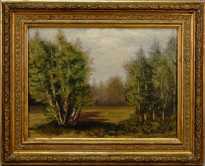 Денисов-Уральский Алексей Кузьмич. Лесной пейзаж. 1900-е. Картон, масло. 26х35 см. В раме: 37х45 