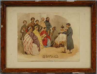 Гагарин Григорий Григорьевич. Цыганский хор Ильи Соколова. 1830-е. Бумага, литография 