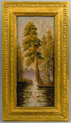 Н.х. Пейзаж. Вт. пол. XIX в. Холст, масло. 40&times;19 см. В тонированной рельефной раме: 28х50 см.