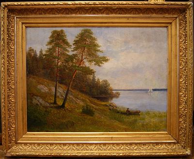 Йохан Питер Олай. Рыбацкий пейзаж. Швеция. Вт. пол. XIX в. Холст, масло. 50&times;67 см. Йохан Петтер 