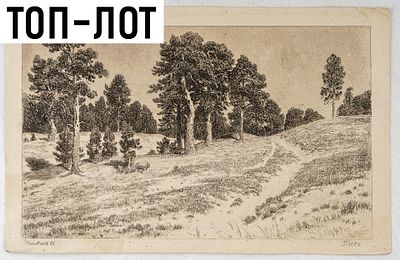 Шишкин Иван Иванович. "Пески". 1886. Лист: 18,5&times;28,6 см. Офорт. Авторская подпись и год в левом 