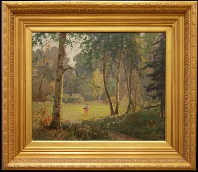 Шибанов Александр Борисович. По грибы. Нач. XX в. Холст, масло. 45&times;54 см. На лицевой стороне 