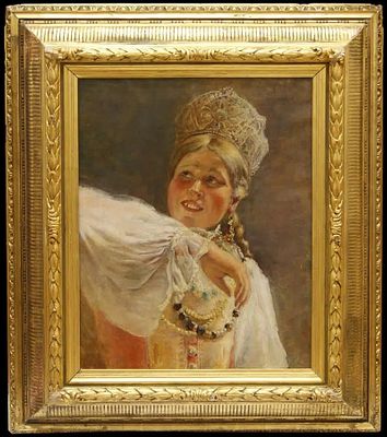 Маковский Константин Егорович (?). Девушка в кокошнике. Кон. XIX в. Холст, масло. 58&times;46 см. В 