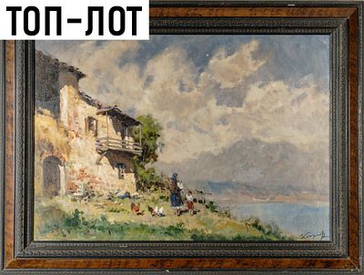 [Экспертиза]. Карпов Иван Михайлович “На берегу моря”. 1930-е. Холст, масло. 69,5&times;99,3 см. В 