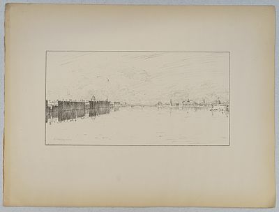 Остроумова-Лебедева Анна. Нева ранним утром. Автолитография. 1922. Из альбома "Петербург". 