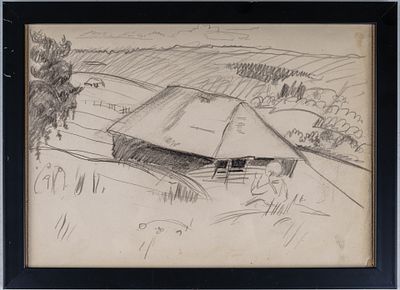 [Ученик Малевича] Юдин Лев Александрович (1903–1941). Миробудицы. 1938. Бумага, карандаш. 21х29 