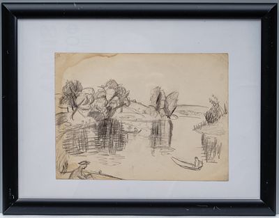 [Ученик Малевича] Юдин Лев Александрович (1903–1941). Рыбаки, Миробудицы. 1938. Бумага 