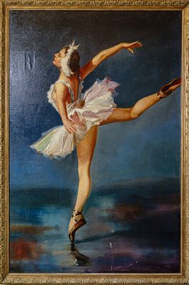 Н.х. “Балерина”. СССР. 1960-е. Холст, масло. 145х95 см. В рельефной золоченой раме: 155х105 см.