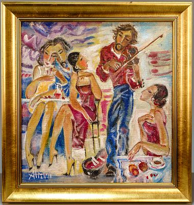 Алиев Борис. Скрипач. 1970 – 1980-е. Холст, масло. 46х43 см. В раме: 56х53 см. В левом нижнем 