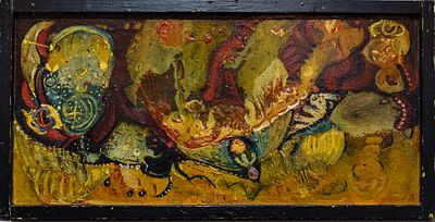 Тищенко Антон (Владимир Волин). &laquo;Композиция&raquo;. 1970– 1980-е. Оргалит, масло, темпера. 100х50 см. 