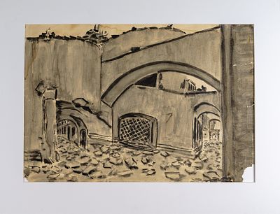 Иван Иванович Ваулин. Руины Литовского замка. Нач. XX. Бумага, акварель 30х44 см. В паспарту: 40 