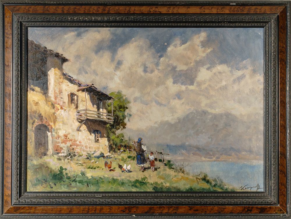 [Экспертиза]. Карпов Иван Михайлович “На берегу моря”. 1930-е. Холст, масло. 69,5&times;99,3 см. 