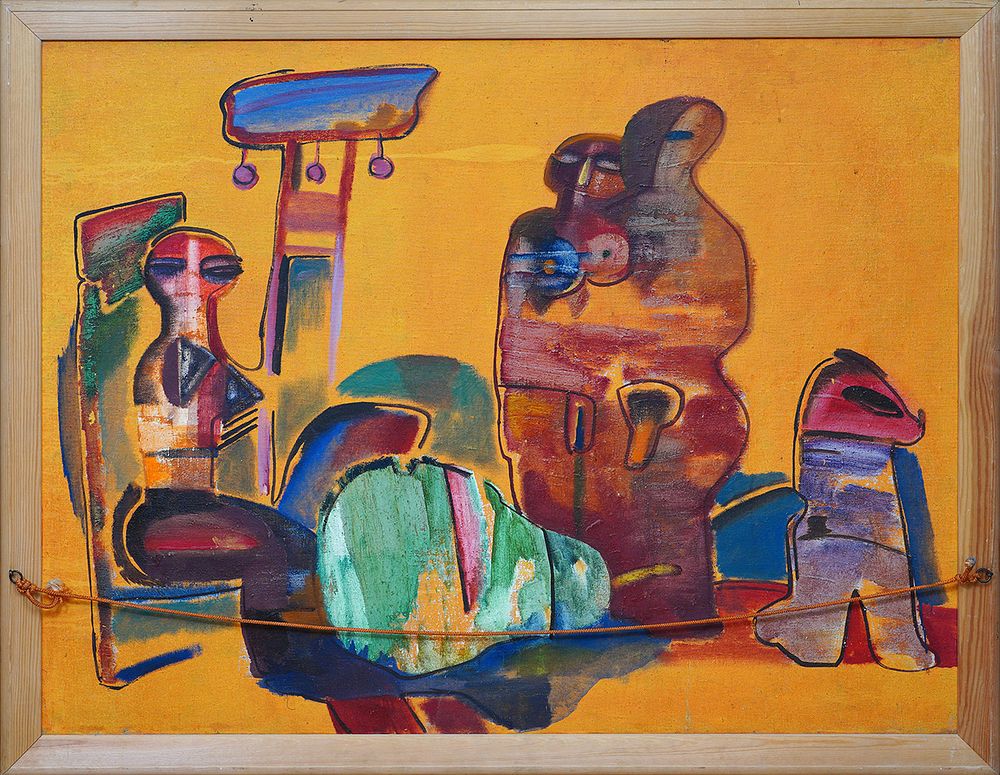 Герасименко Виктор Григорьевич (род. 1949). &laquo;На пляже&raquo; и &laquo;Обнаженная&raquo; (Двусторонняя). 1991. Холст 