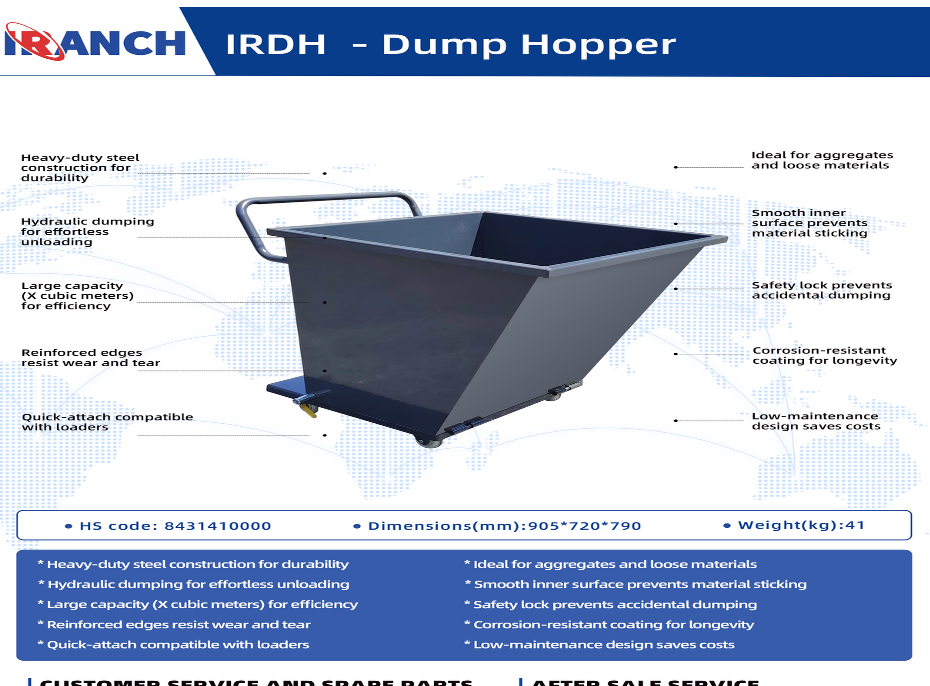WHEELED DUMPER HOPPER. IRDH - forklift Dump Hopper 
Heavy-duty steel construction fordurability 