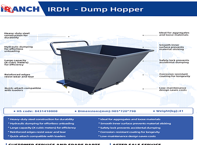 WHEELED DUMPER HOPPER. IRDH - forklift Dump Hopper Heavy-duty steel construction fordurability