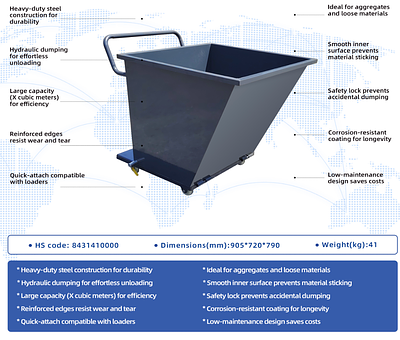 WHEELED DUMPER HOPPER. IRDH - forklift Dump Hopper Heavy-duty steel construction fordurability