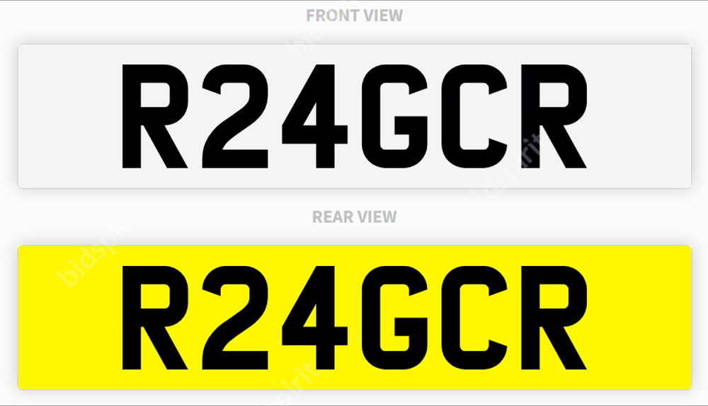 PRIVATE REGISTRATION """"R24GCR"""" *NO VAT*. NP - PRIVATE REGISTRATION "R24GCR" *NO VAT* 
BUYER 