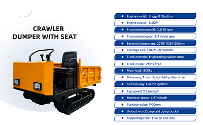 DUMPER. SDLD25 CRAWLER DUMPER WITH SEAT Engine model: Briggs &amp; Stratton Engine power: 8.6KW 