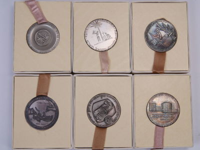 Lot of 6 offical Israeli 935 silver medals, total weight: 180 gram. 6 935 silver medals, 30 