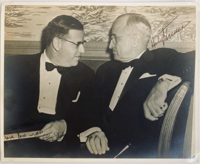 a Signed Photograph - Harry S. Truman and Abba Ebban. Harry S. Truman &amp; Abba Eban Photograph 