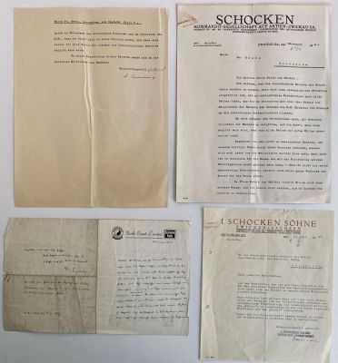 Salman Schocken - Documents and Letters. 7 Letters from Schocken or related to him, 1924-52. 
11 