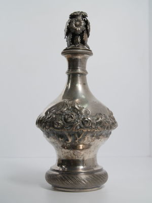 Austrian silver wine bottle , 19th century. A bottle of wine, made in Austria, 19th century. 