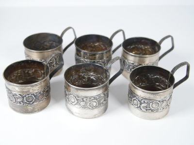 Six silver cup holders. 800 Silver in total weight of 362 gr