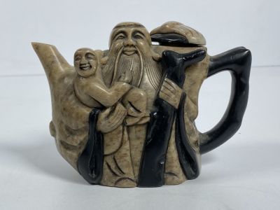 Chinese decoration kettle made of stone. height: 10 cm