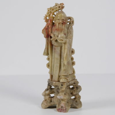 Figurine of a Chinese wise man made of Chinese stone. Jade-like Chinese stone. Height: 17cm