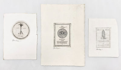 Three Ex-Libris Etchings by Josef Budko - Signed. Three etchings with ex libris designs by 