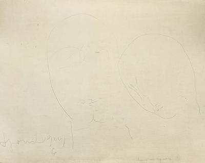 Jean-Robert Ipoust&eacute;guy - Original Drawing. Pencil on rolled canvas. 
signed. 
1960. 
67X50 cm. 