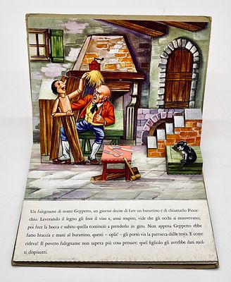 Pinocchio - Pop-up Book - 1970s. Pinocchio: fiabe in rilievo. 
Valentina Edizioni 
Includes four 