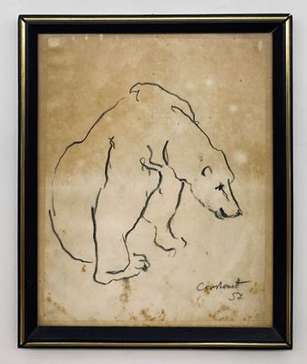 Joseph Constant - Bear - Framed Drawing. Signed. 
1957. 
Housed in a black wooden frame with a 
