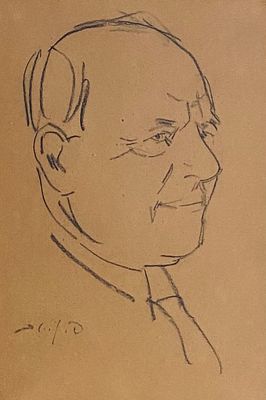 Pinchas Litvinovsky - Portrait of Bialik - Framed Drawing. Pencil on paper. 
Signed. 
Given in a 
