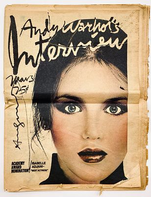 Issue of Interview Magazine - Signed by Andy Warhol. Issue from the 1970s, with actress Isabelle 