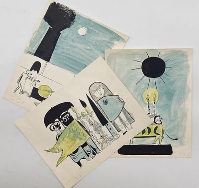 Naftali Bezem - Three Colored Lithographs. All three lithographs are signed in pencil. 
Size: 