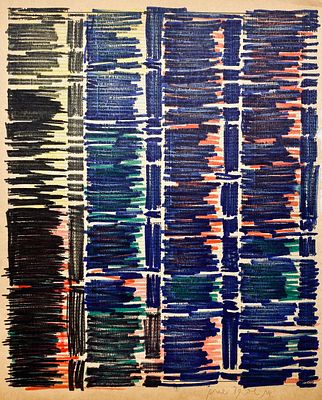 Menashe Kadishman - Drawing on a Page from a Phonebook - Signed. Page torn from an English 