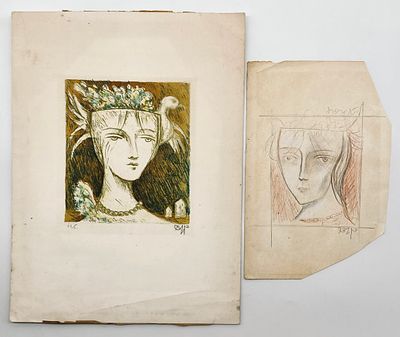 Dan Kedar - Drawing and Lithography. 1. Preparatory drawing for a lithograph. Pencils on paper. 