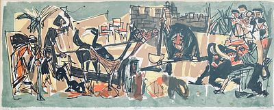 מרסל ינקו - שלום ומלחמה - ליטוגרפיה ממוסגרת . חתום. 
La Paix et la Guerre. 
ממוספר: Epreuve 