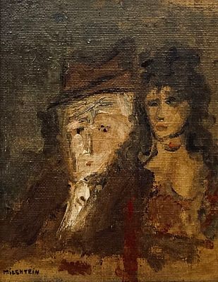 צבי מילשטיין - זוג - ציור שמן ממוסגר (קטן). חתום. שמן על בד. 
נתון במסגרת עץ מוזהבת. 
גודל 