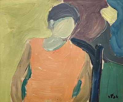 שמואל טפלר - אישה על כיסא - ציור שמן ממוסגר. חתום. שמן על קרטון. 
גודל הציור: 21X26. 
גודל 