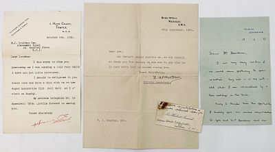 Herbert Samuel - Four paper items, Some Signed by Him - 1932. Two letters sent to Mr. Moshe 