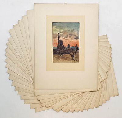 Palestine - Folder with 24 Watercolors - 1899
. Palaestina: 24 Aquarelle. von: Julius Hartmann 