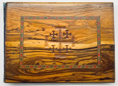 Album with Photos of Israel and Dried Flowers - Bezalel Binding. Album in Bezalel binding made 
