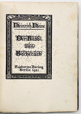 "The Rabbi of Bacharach" by Heinrich Heine - Signed Woodcut by Budko - Berlin 1921. Heinrich 