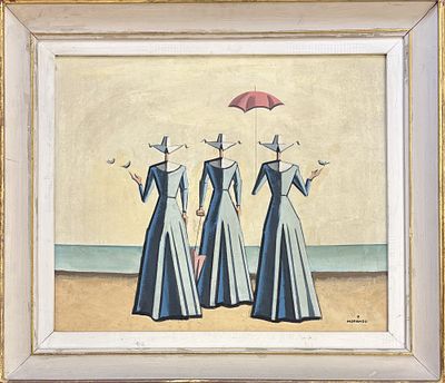 Pietro Morando Alessandria 1889 - 1980 Suorine al Mare - Pietro Morando Alessandria 1889 - 1980 